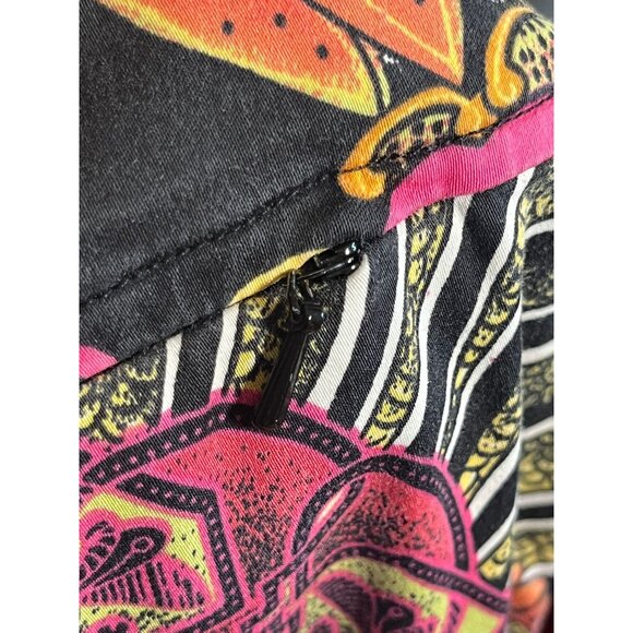 Chicos Floral Cropped Paisley Pant Black L Colorful Preppy Vibrant Hippie Folk - Picture 9 of 14